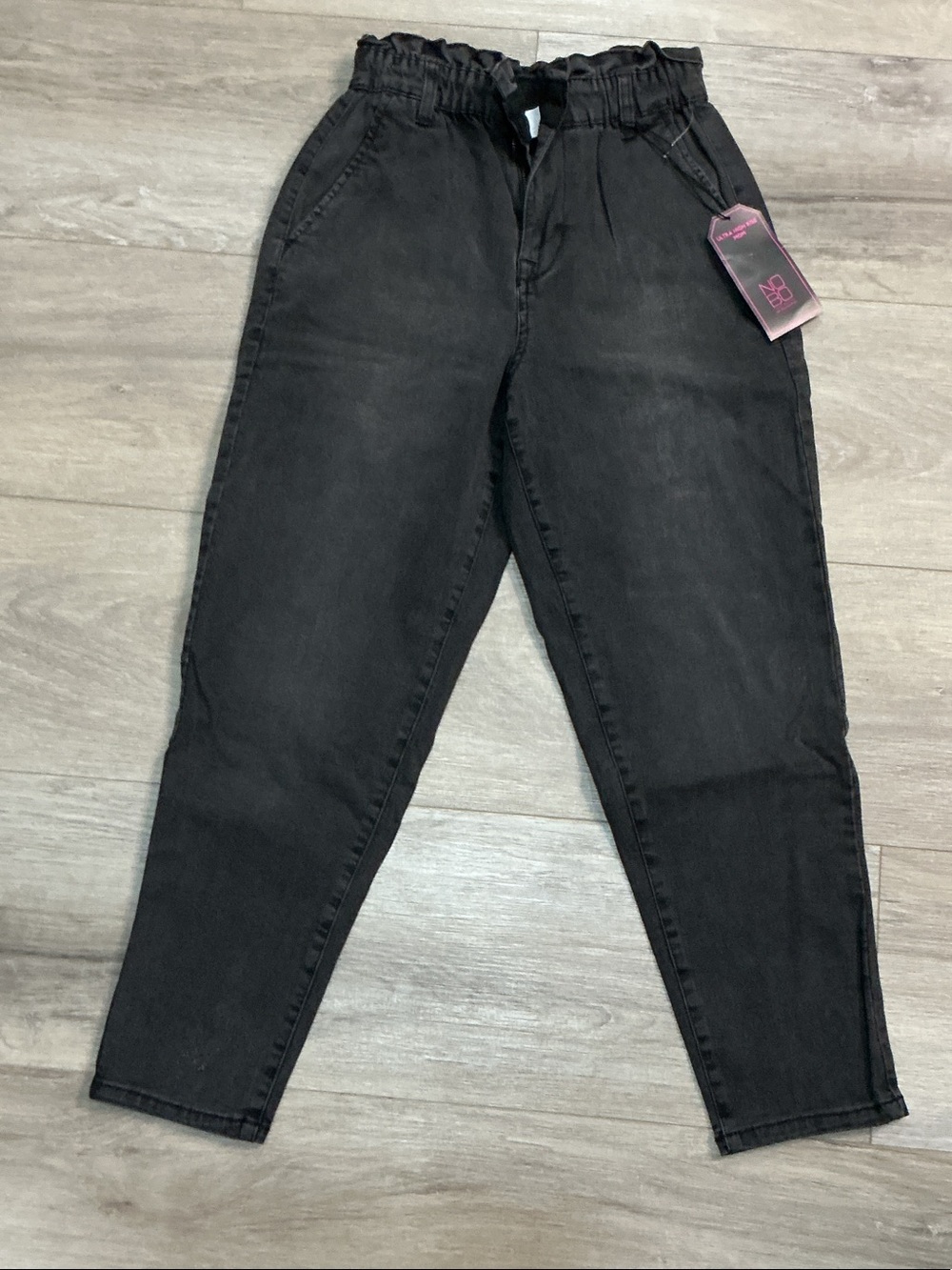 NOBO Black High-Waist Paperbag Mom Jeans